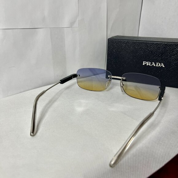 Prada Silver Frame Violet Yellow Gradient Sunglasses Full Inclusion - Picture 5 of 6